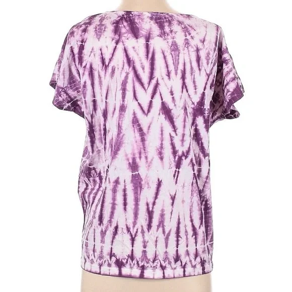 J.Jill Purple Shibori Tie Dye Cotton Tee Relaxed Fit Short Sleeve Size Small - Picture 3 of 6